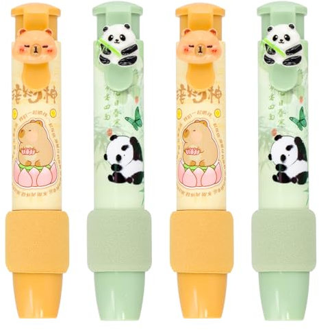 4 Stück Radiergummi Stift, Radierstift Einziehbare Erasable Pen, Radierstifte Eraser Nachfüllbarer für Bleistifte Künstler Jungen Mädchen Schule Büro Malerei Schreiben, 2 Stile