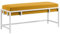 BETTSO - Elegante Sitzbank LAMO - Polsterbank mit Metalbeinen - Moderner Bettbank - Garderobenbank - Sitzhocker Wohnzimmer, Flur - Metalfarbe Weiß - Stofffarbe Honigfarben (Gelb) - 100x35x45cm