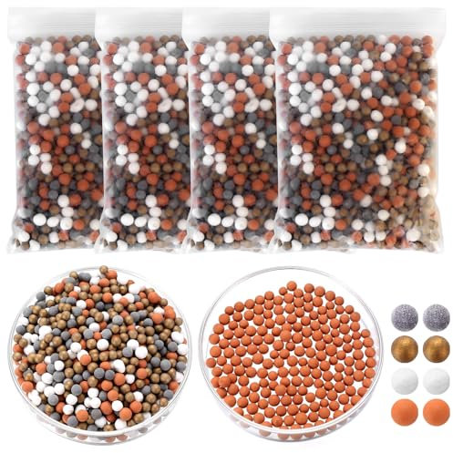 Bolas Minerales 4x80g - cabezal de ducha con filtro de cal, Purifica el Agua,Bola de ducha que filtra iones negativos, Aliviar la fatiga, Compatible con Filtro Iónico para Cabezal de Ducha