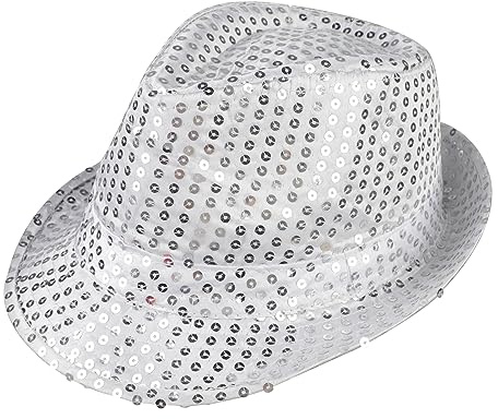 FakeFace Glitzernder Paillettenhut Jazz-Tanzhut Fedora Hut für Erwachsene und Kinder, Sequins Hat Retro Disco Partyhut für 70er Jahre Verkleidung, Kostümpartys, Karneval und Mottoparty