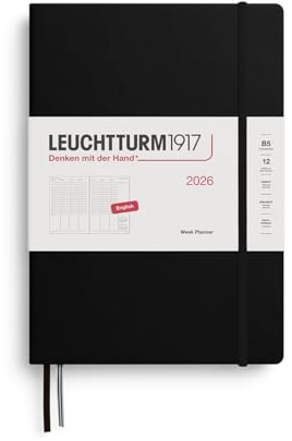 LEUCHTTURM1917 372753 Wochenplaner Composition (B5) 2026, Schwarz, Englisch