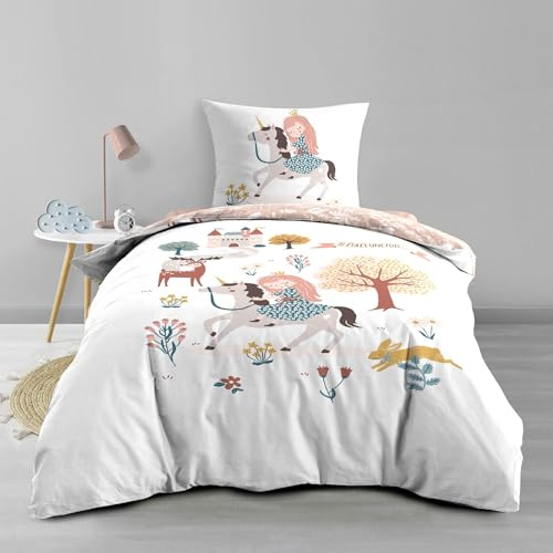 Douceur d'Intérieur, Wendebettwäsche, 2-teilig (140 x 200 cm), Lilibelle, 100% Baumwolle