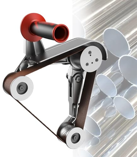 LwiftGal Ponceuse Polisseuse pour Tubes Et Tuyaux, Ponceuse Polisseuse 1100 W, Ponceuse à Bande Professionnelle, 6 Vitesses RéGlables, pour Le Brunissage Et La Finition 3-wheelworkinghead