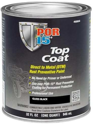 FROST Top Coat Direct to Metal Paint 946ml – Gloss Black | Professional Rust-Preventive Top Coat for Metal Surfaces, Automotive & Industrial Use