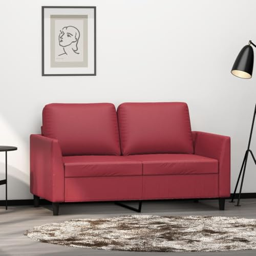Frdhee Ecksofa, 2-Sitzer-Sofa Weinrot 120 cm Kunstleder Sofabed für Wohnzimmer Schlafzimmer Wohnung