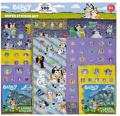 Undercover Sticker Set Bluey - 500 Aufkleber für Kinder Basteln