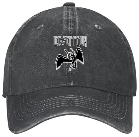 LKIDFIO Cap Herren Heavy Metal Led Zeppelins, Basecap Sonnenhut Unisex Sportkappe, Sonnenschutz für Männer Frauen, Herren(Black)