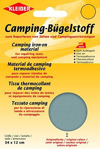 Kleiber 100 Percent Cotton Canvas Tent with Awning Iron on Repair Patch, Grey