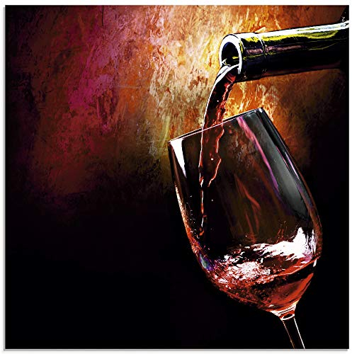 ARTland Wanddeko Glasbilder Wandbild Glas Bild einteilig Quadratisch Rotwein Lounge Bar Restaurant Italien Wein Kunst Malerei T5PV