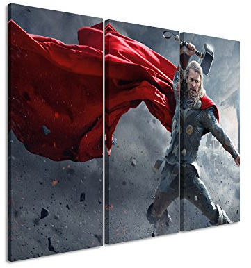 Leinwandbild 3 teilig Thor_The_Dark_World_3x90x40cm (Gesamt 120x90cm) _Ausführung schöner Kunstdruck auf echter Leinwand als Wandbild auf Keilrahmen