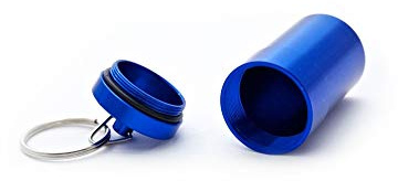 Pillendose blau 68 x 31 mm Pillenbox Tablettendose Schlüsselanhänger Alu Mini Box Dose Pillen Kapsel Aufbewahrungsbox