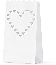 Goodymax 10 Lichttüten Herz (15 x 9 x 26 cm) Luminaria Candle Bag Lichtertüte Dekolicht Papier Laterne