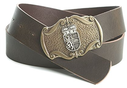 Enzianblau Echtleder Gürtel; Trachtengürtel; Österreich Emblem Salzburg; braun; weiches Leder (90)