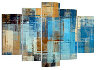 Moderne Impression sur Toile 150x100cm Image Tableau Decoration Murale abstraction moderne Tableaux Decoratifs Muraux Chambre Triptyque 5 parties Deco Cadre Décoration Salon Art Wall EA150x100-3418
