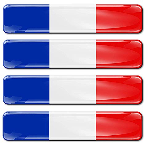 Biomar Labs® 4 x 3D-Aufkleber, flexibel, selbstklebend, Nationalflaggen, Frankreich, Frankreich, F 8