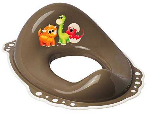 alles-meine.de GmbH Anti RUTSCH - Toilettensitz/Toilettenaufsatz/Sitzverkleinerer - braun - Dunkelbraun Tiere - Dinosaurier - Dino Bieco - Standardgröße mit Lehne & Pulle..