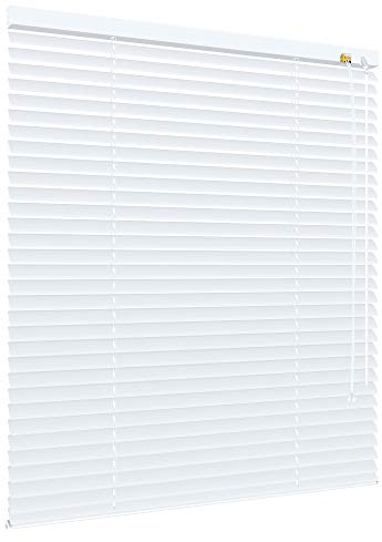 etusimo Alu Jalousie viele Größen und Farben Aluminium Lamellen Rollo Faltrollo Jalousette Wandmontage Deckenmontage Tür Fenster Sonnenschutz Sichtschutz Blendschutz Hitzeschutz (50 x 130 cm, Weiß)