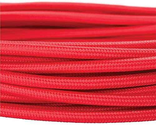 Cavo tessile per lampade, 3 fili, 3x 0,75 mm², cavo elettrico con conduttore di terra, accessori per lampada (5m, Rosso)