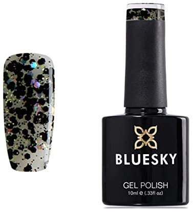 Bluesky Nail Gel Polish BLACK GLITTER HOLOGRAPHIC SP04 ROCK CHICK UV LED Soak Off