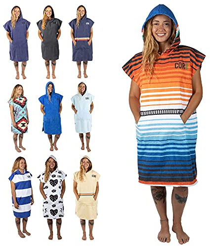 COR Surf Handtuch Poncho für Erwachsene - Weicher, schnell trocknender Bade Poncho aus Mikrofaser, Kapuzenhandtuch mit Taschen, leicht und farbecht, erhältlich in verschiedenen Farben, Sarape, M