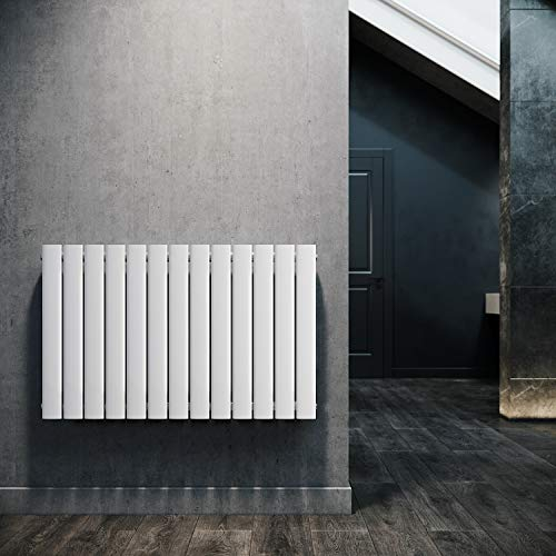ELEGANT Radiador de panel horizontal 630 x 1001 mm, color blanco, para cuarto de baño/sala de estar, de una sola pieza, diseño horizontal