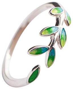 Boburyl Feuilles en Argent Sterling Bague Femme Ouverture réglable Bague Femme Fille Fournitures Bijoux