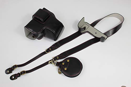 Zakao Étui pour appareil photo X-S10 en cuir synthétique avec ouverture par le bas pour Fuji Fujifilm X-S10 XS10 Objectif 15-45 mm avec bandoulière et mini sac Noir