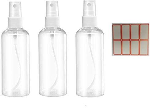 ZALUJMUS Lot de mini flacons vaporisateurs de voyage vides en plastique transparent de 50 ml et 100 ml avec étiquettes (3pcs 50ml)