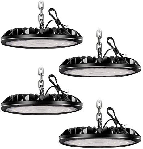 4 Pack 200W UFO LED Projecteur 20000LM, Etanche IP65 UFO Spot High Bay Lumière D'entrepôt, Blanc Froid 6000K Atelier Éclairage D'entrepôt pour Stade Centres Logistiques