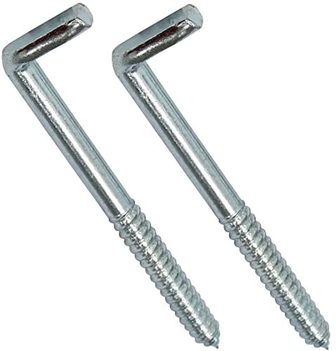 Aerzetix - C44755 - Set di 2 - Vite filettata per legno - gancio a forma di L - punta da avvitare - Ø10x120mm - acciaio zincato - metallo - fai da te - ristrutturazione