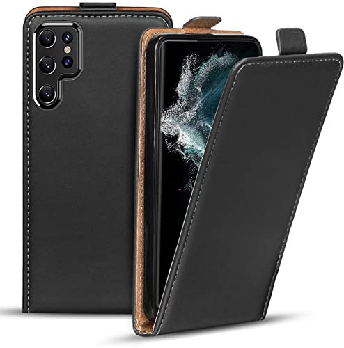 Verco Flip Cover für Samsung Galaxy S22 Ultra Case, Flipstyle Schutzhülle für Samsung S22 Ultra 5G Hülle Tasche vertikal klappbare Handyhülle, Schwarz