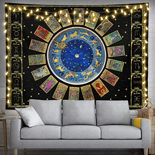 Tarot-Wandteppich, Sternzeichen-Wandteppich, 152,4 x 101,6 cm, Astrologie, Wandbehang, Party-Dekorationen, Heimdekoration für Schlafzimmer, Wohnzimmer, Schlafsaal (150 x 100 cm)