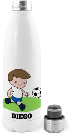 Botella Térmica, Termo de Acero Inoxidable para Agua Personalizada Infantil Equipos Fútbol Con Nombre
