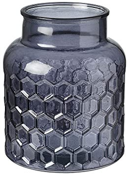 OASIS® Blue Pamir Vase, Wide base Large Size Glass Vase for Flower, Dimpled Design Decorative Glass Bottle Vases, Use for Floral Centrepiece, Christmas, Party, Event, Home Décor