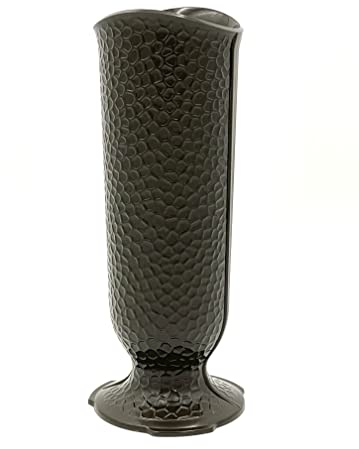 Terravas Ionische Vase – Ersatz Friedhofsblumenvase – 10,2 cm D-Basis mit 3 Flanschen zum Einrasten, Dunkelbraun, Kunststoff-Nachbildung (nicht Bronze), Menge: 1 Stück