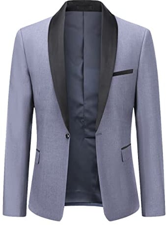 YOUTHUP Blazer Hombre, Cuello de Chal, 1 Botón | Blazer esmoquin antiarrugas, ideal para bodas, banquetes y fiestas