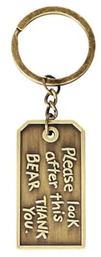 Half Moon Bay Paddington Bear Metal Keyring - Luggage Tag Gold - House Keyring - Paddington Bear Gifts