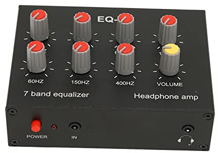 Equalizzatore per Auto a 7 Bande con Ingresso da 3,5 Mm, Stereo con Amplificatore di Potenza a 2 Canali, Uscita Ingresso , Regolazione Bassi Alti 12 DB per