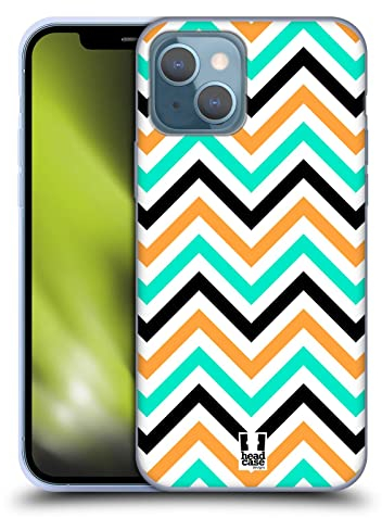Head Case Designs Blaugrün Und Orange Neon Zigzag Soft Gel Handyhülle Hülle kompatibel mit Apple iPhone 13