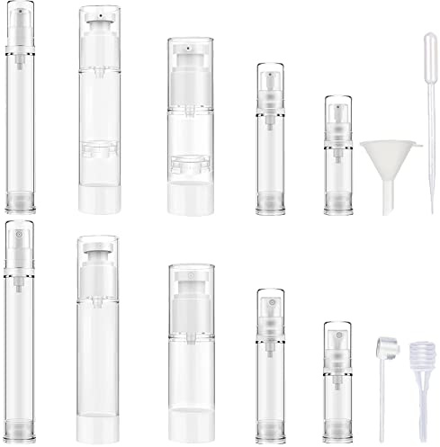 BOSOIRSOU 10 pcs Vacuum Cosmetic Travel Container, Airless Cosmetic Cream Travel Pump Bottles Spray Bottle Perfume Bottle Refillable Containers for Shampoo Makeup Serums Toiletries