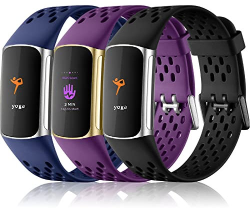 Epova Compatible with Fitbit Charge 5 Strap for Women Men, Soft Breathable Adjustable Waterproof Replacement Sport Wristband Compatible for Charge 5 Strap, Multicolor