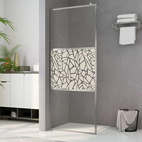 INLIFE Paroi de douche pour douche à l'italienne en verre ESG motif pierre 90 x 195 cm, 24,3 kg, 146651