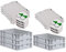 PROREGAL SuperSparSet 5x Eurobox NextGen Grip mit Scharnierdeckel und grünen Schiebeschnappverschlüssen, HxBxT 12x40x60cm, 23 L, Grau, Griffe geschlossen, Eurobehälter, Transportbox