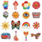 16pcs Hippie Retro Iron on Patches, Colored Embroidery Iron On Knee Patches Cute Applique Sew on Vintage Patches for Backpacks Boho DIY Craft Accessories Jean Clothes