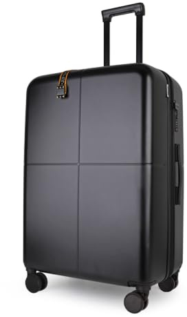 JLY Großer Hartschalenkoffer, Erweiterbar 17%, TSA, Schwarz | 100% Covestro Polycarbonat, 4 Doppelrollen, X-Spanngurt, Netzfach, Nassfach, samtweiches Innenfutter, 4,86kg