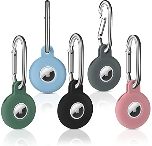 [5-Stück] Airtag Anhänger für Apple Air Tag Silikon Case mit Schlüsselanhänger, Anti-Kratzer Airtag Hülle, Halter für Key Finder Tracker, Rucksäcke, Haustier, die Wertsachen.