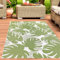 CARPETIA Outdoor Teppich modern wetterfest leicht wendbar Kunststoff-Teppich Camping Balkon Garten Terrasse Palmenblätter grün/weiß 180 x 280 cm