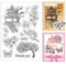 GLOBLELAND Japan Kirschblüte Und Pavillon Transparente Klare Stempel Kirschblüten- Und Schmetterlings-Prägestempelbögen Transparente Silikonstempel Siegel Für DIY-Scrapbooking