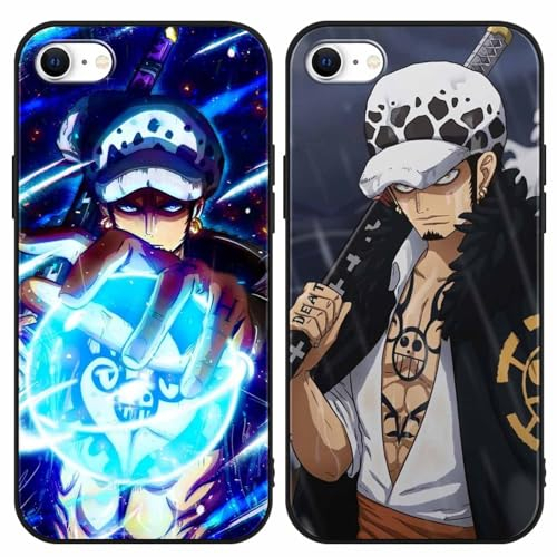 PBNDJVG 2 Stück Handyhülle für iPhone 7/iPhone 8/iPhone SE 2022/2020 Hülle 4.7 Zoll, Anime One Piece Law mit Motiv Designs Manga Case Schutz Schutzhülle Stoßfest TPU Weich Ultra Dünn Cover -Schwarz5