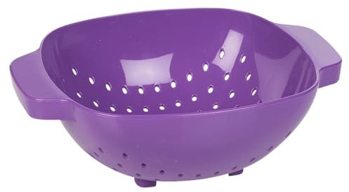 URBN-CHEF Plastic Colander Sieve Mesh Food Pasta Rice Veg Washing Strainer Kitchen Basket (Purple)